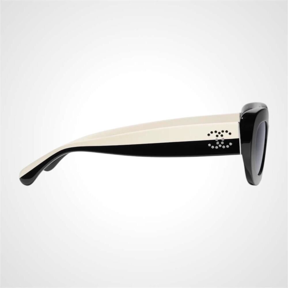 New CHANEL Sunglasses Black Acetate Strass Crystal CC Oval Gradient Lens 53mm - Picture 3 of 4